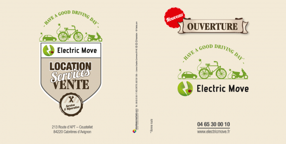 Dépliant réalisé pour l'ouverture d'electricmove à Cabrières d'Avignon