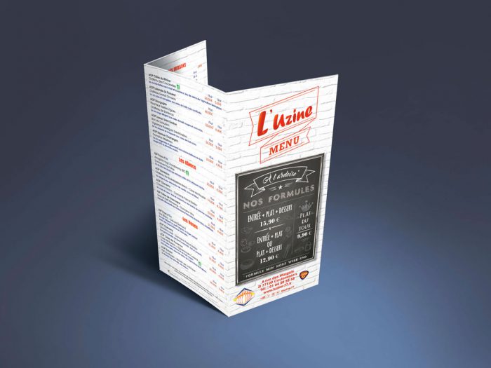 Carte du menu du restaurant de l'Uzine à Coulommiers