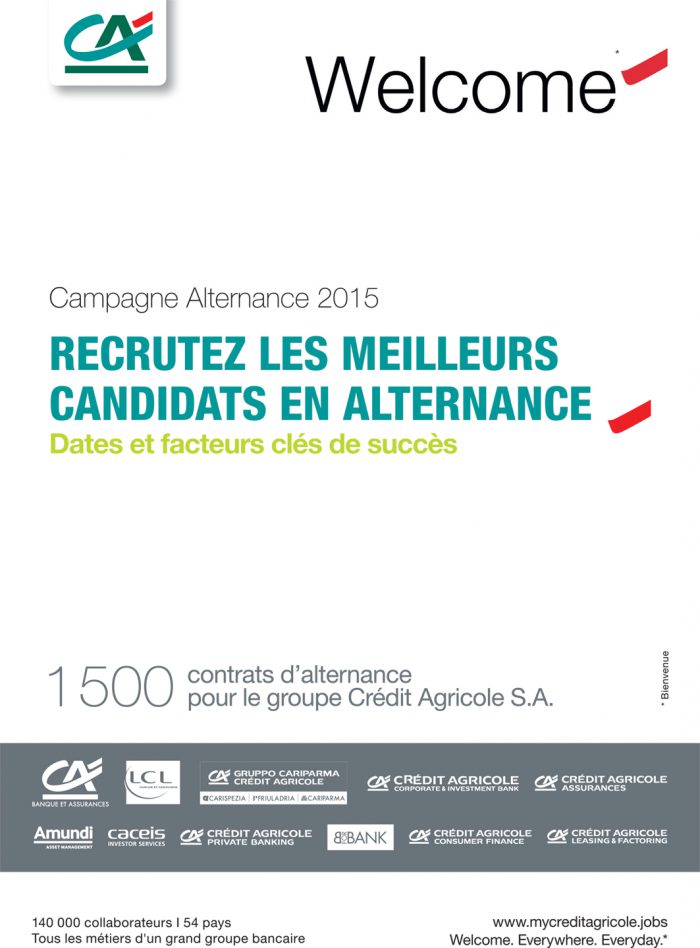brochure du guide d’alternance 2015 réalisée pour le compte des ressources humaines du Groupe du Crédit Agricole-couv
