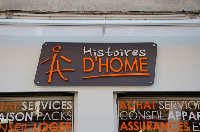 Création et pose de la nouvelle enseigne d'Histoire d'Home à saint germain. Logo