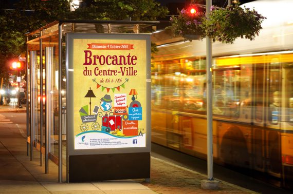 Mise en situation de l'affiche réalisé pour la ville de Chennevières-sur-Marne abri-bus
